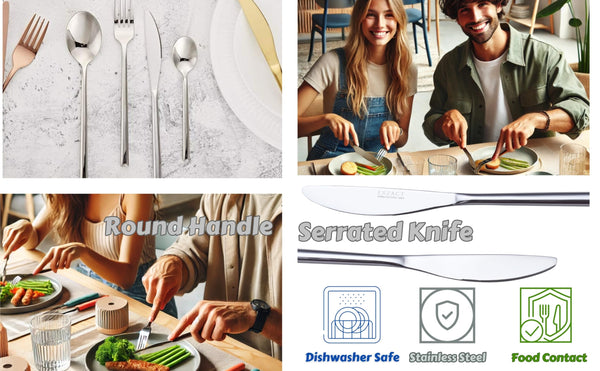 Exzact Cutlery Set Forged Stainless Steel 24pcs - 6 x Forks, 6 x Table Knives, 6 x Table Spoons, 6 x Teaspoons Flatware/Silverware/Home - Service for