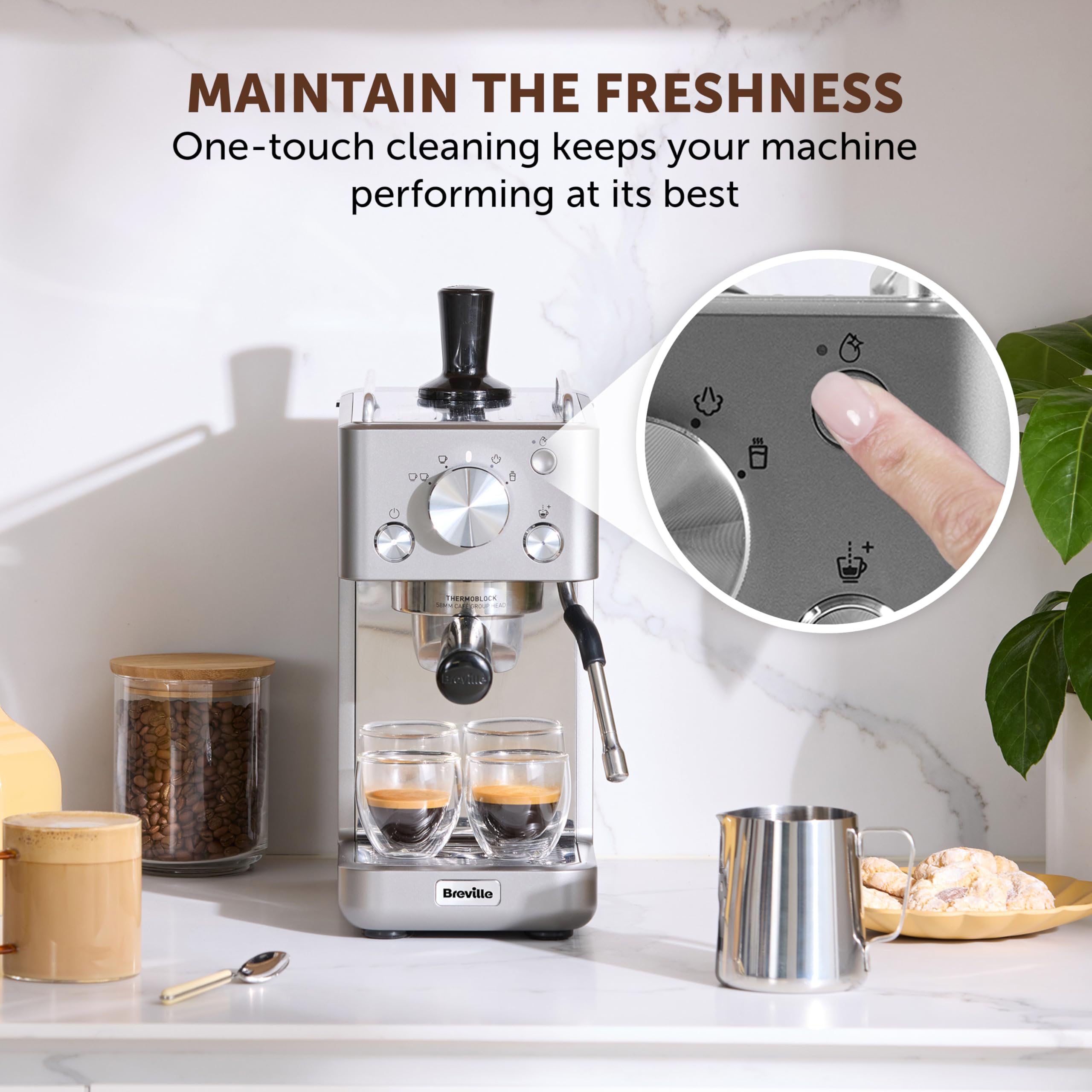 Breville Barista Max Espresso Machine | Latte & Cappuccino Coffee Maker with Integrated Bean Grinder & Steam Wand | 2.8 L Water Tank | 15 Bar Italian Pump | Stainless Steel