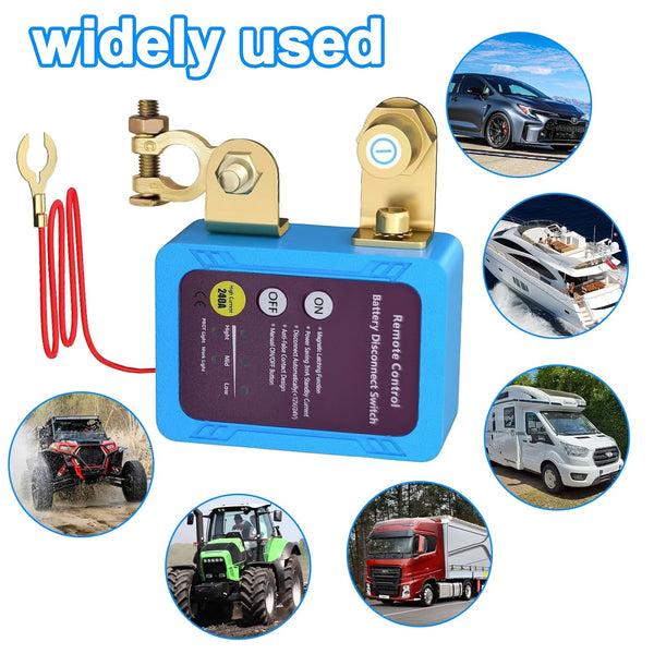 Wireless Remote Control Car Isolator Switch, 12V 240A Battery Disconnect, Energy-Saving Anti-Theft Isolator with 2 Remotes for Car, RV, ATV, Truck, Camper, Boat