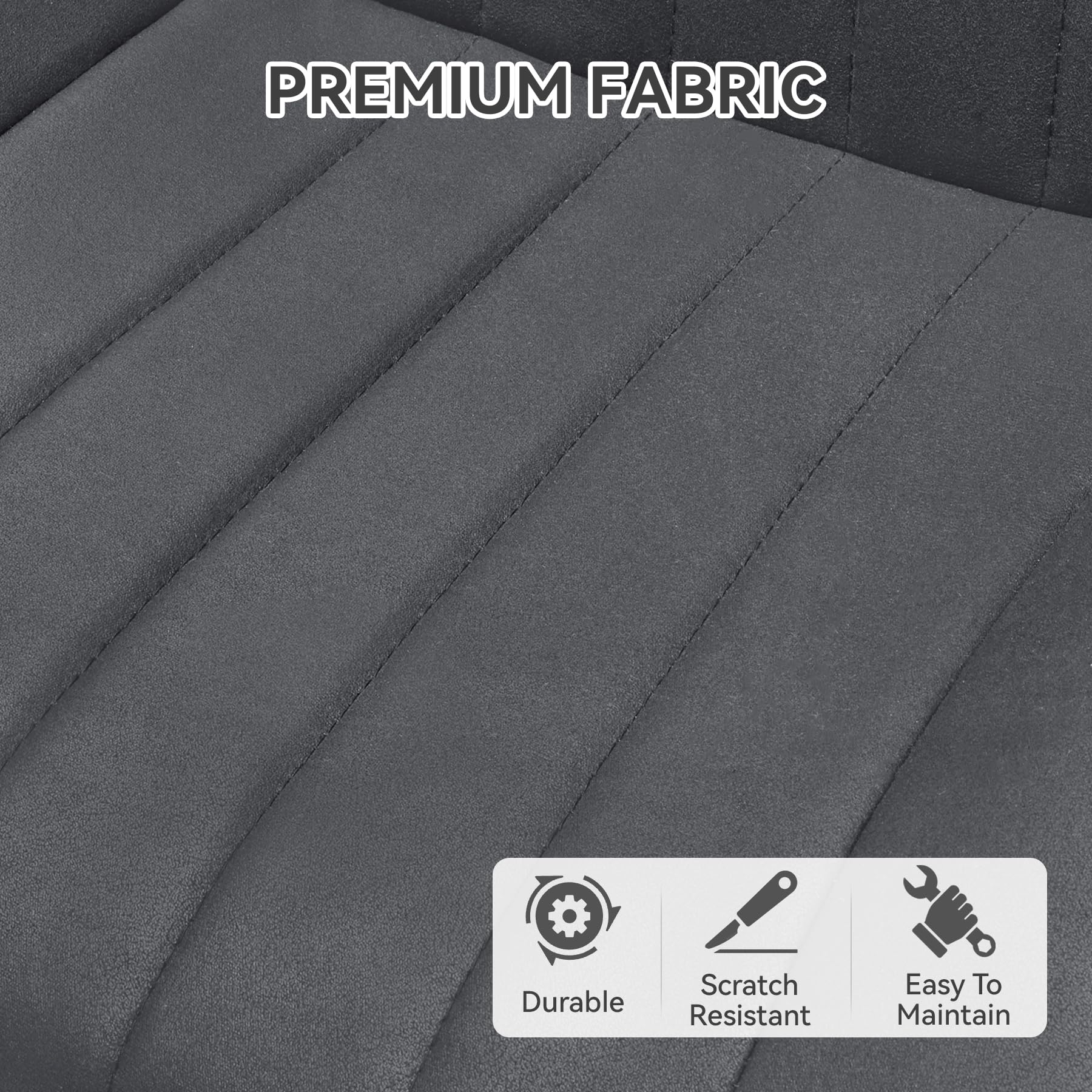 Hawthyhome Dining Chairs Set of 4 |Upholstered Chairs with 10cm Thick Seat Cushion •Upholstered Fabric Dining Chair •Kitchen Chair with Backrest •Modern Armchairs with Metal Legs •Dark Grey