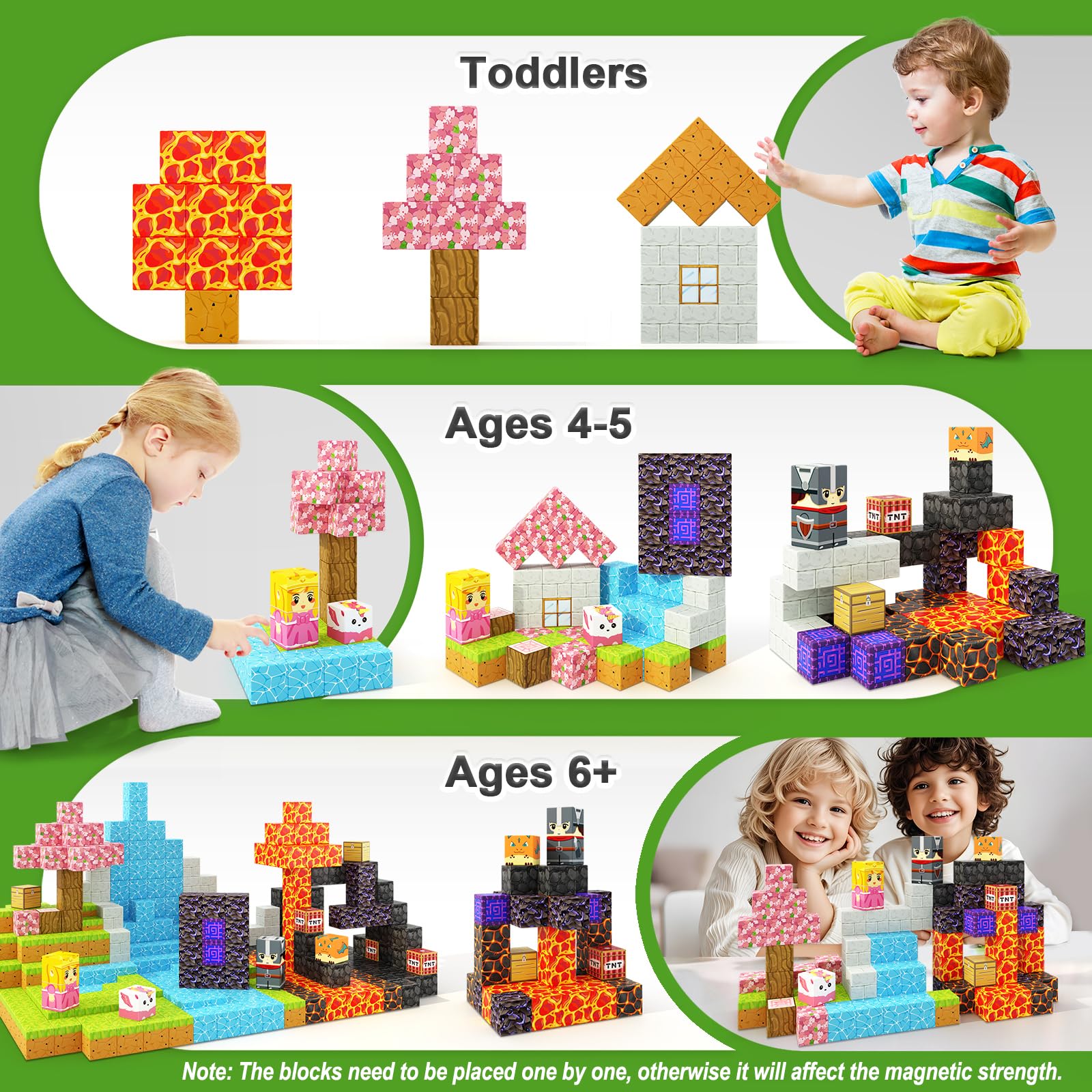 Magnetic Blocks - Build Mine Magnet World Magic Portal Set, Magnetic Tiles Building Blocks Toddler Toy STEM Sensory Outdoor Toys for 3+ Year Old Boys & Girls, Creative Kids Games Kids Toys