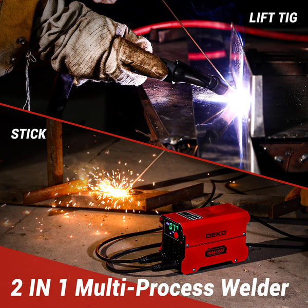 MIG Welder 135Amp: DEKO 220V Flux Core MIG/Lift TIG/Stick 3-in-1 Welding Machine IGBT Inverter Portable Kit with Welding Gun, Wire
