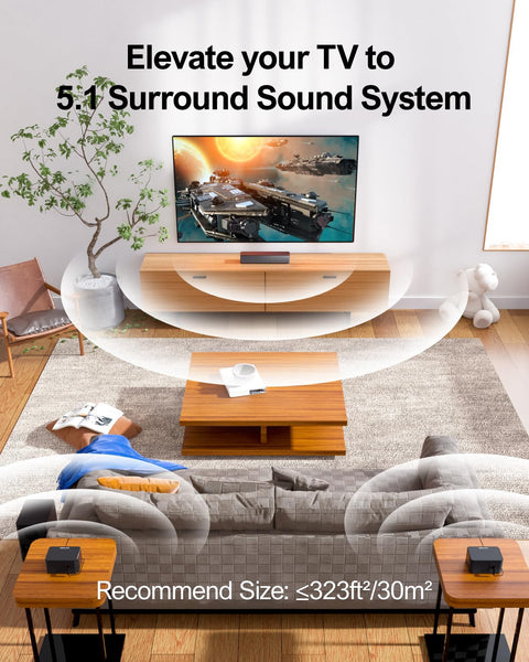 ULTIMEA 5.1 Surround Sound System, Sound Bar for TV, 3D Soundbar Home Theatre System with Adjustable Wireless Subwoofer and Rear Speakers, Bluetooth TV Virtual Surround Sound Speakers, Poseidon D50