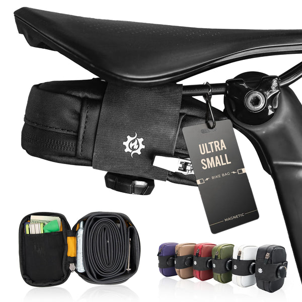 Lumiere & Co. Falcon Magnetic Bike Saddle Bag – 0.69L | 6" x 3.5" x 2" | Sleek Minimalist Brick Design, Fast Magnetic Buckle Attachment | Road Cycling–Specific Bike Seat Bag (Black, Large)