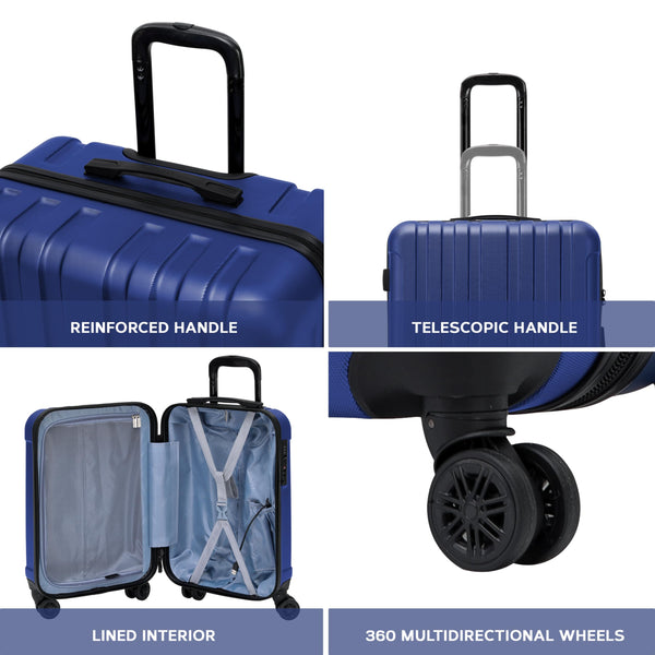 Flight Knight Premium Lightweight Suitcase - Built-in TSA Lock - 8 Spinner Wheels - ABS Hard Shell Check in Highly Durable Luggage - Medium - 67x45x26cm