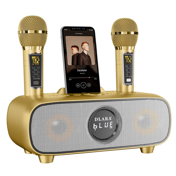 Upgrade Karaoke Machine for Adults and Kids,Portable Bluetooth 2 UHF Wireless Karaoke Microphone with Holder/USB/TF Card/AUX-in,PA Speaker System for Home Party, Picnic,Car,Outdoor/Indoor-Grey