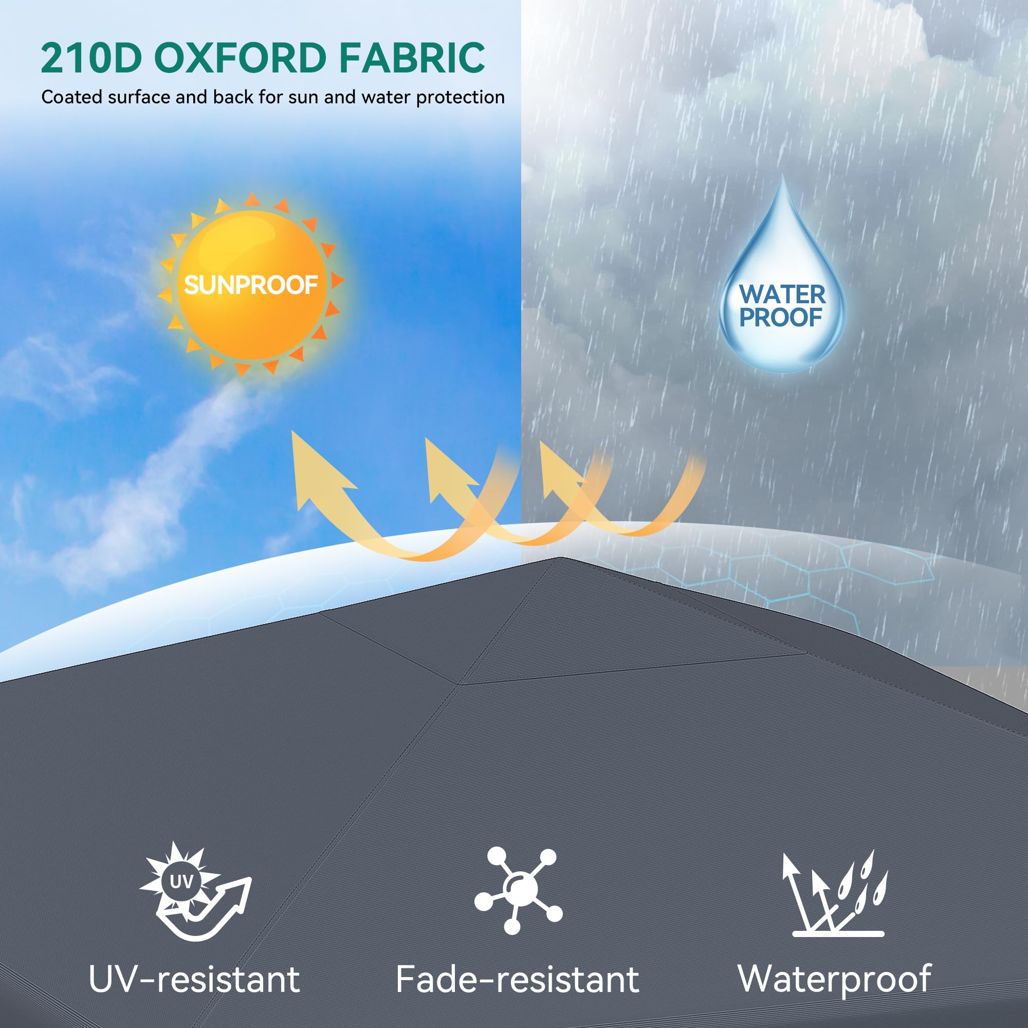 YITAHOME 3x3M Outdoor Pop Up Gazebo with Sides and Windows, Waterproof Folding Garden Canopy All Seasons Camping Gazebo Anti-UV with Adjustable Height Stakes Rope Carry & Weight Bags for Party Event