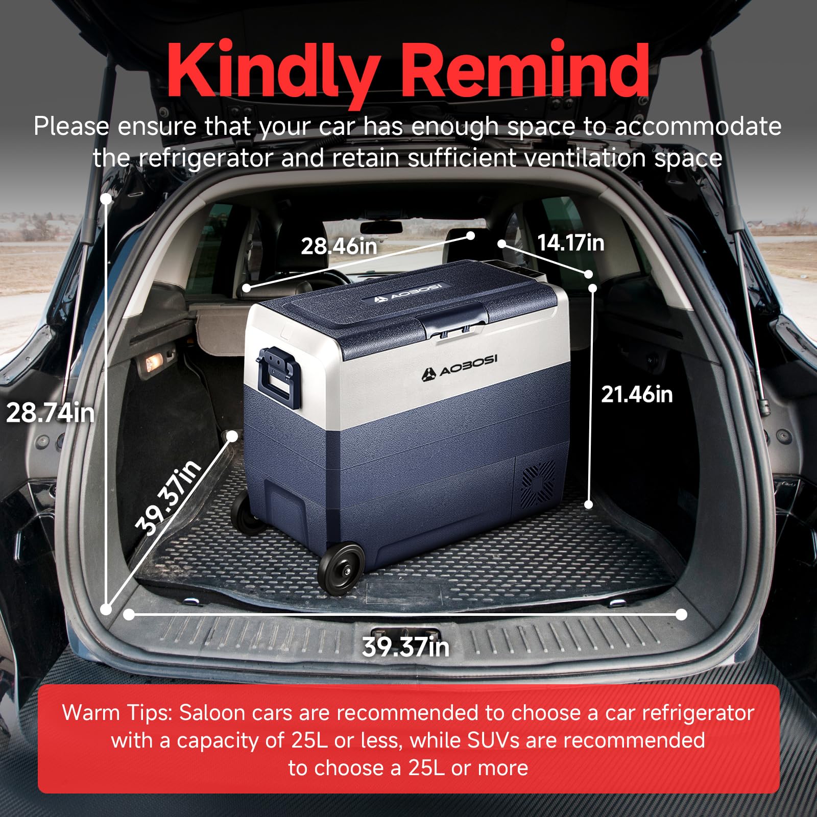 AAOBOSI 50L Compressor Car Fridge Freezer, Portable Camping Fridge with APP Control for 12/24V DC & 100-240V AC, Electric Cooler for Truck Campervan RV Boat, -20℃ to 20℃