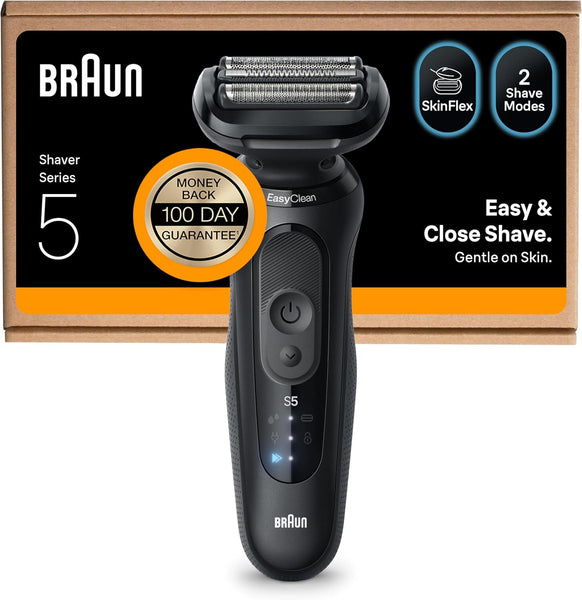 Braun Series 5 Electric Shaver, Up to 50 min, Cordless, Wet & Dry Razor for Men, 100% Waterproof, 52-N1000SI, Black