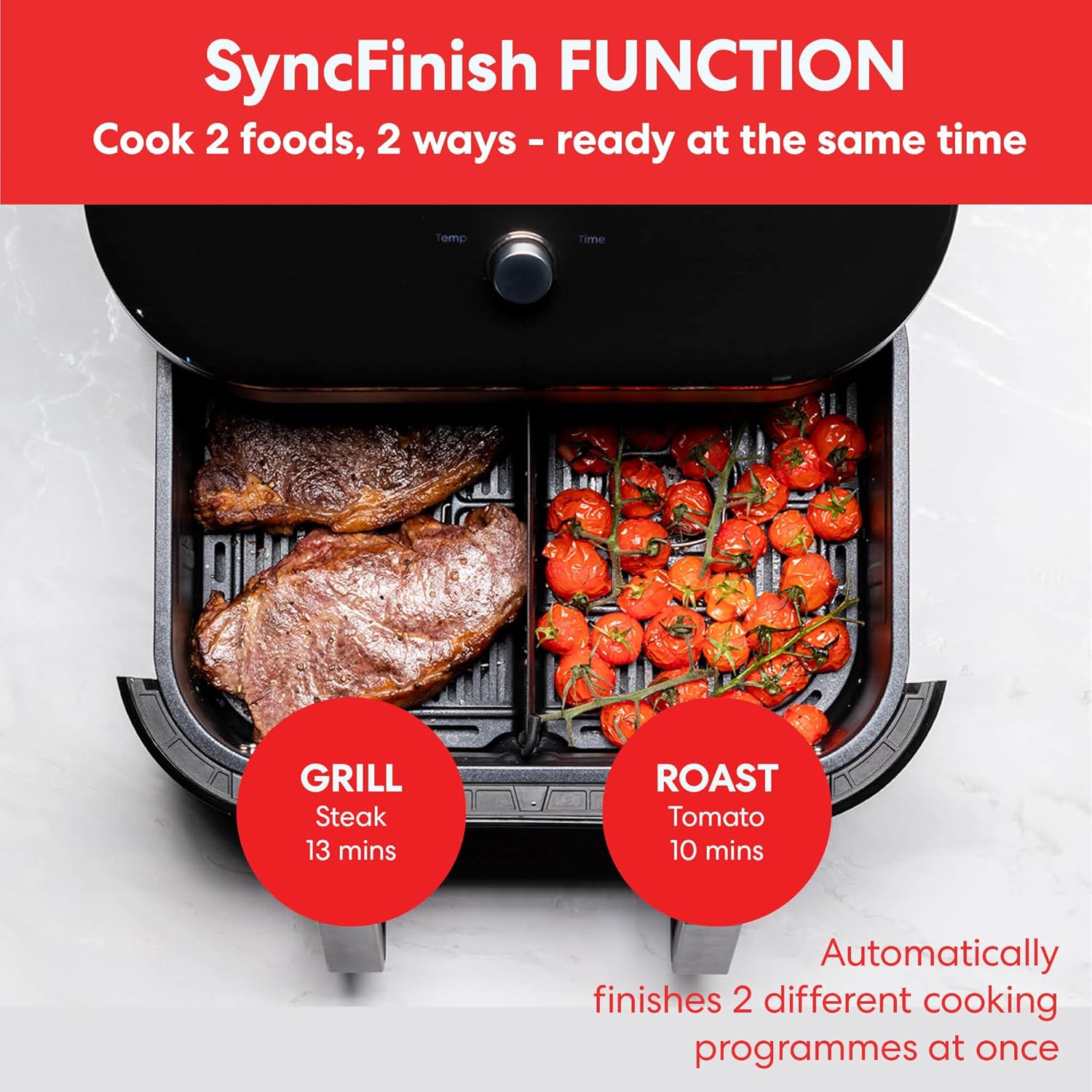 Instant Pot - Versazone Dual Black Air Fryer - Large 8.5L, Family Size - Single Double Basket with Divider - 8 in 1 - Food Dehydrate, Grill, Bake, Roast, Reheat, Non-Stick, Easy Clean, Dishwasher Safe