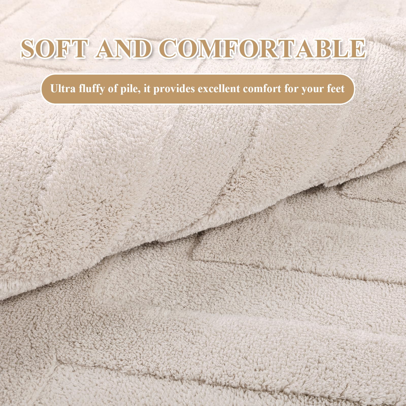 Enyhom Machine Washable Area Rug, Large Soft Geometric Rugs for Bedroom Modern Design Cream Rugs Living Room Non Slip Carpet Stain Resistant Mat for