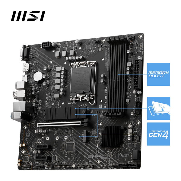 MSI B760 GAMING PLUS WIFI DDR4 Motherboard, ATX - Supports Intel 14th, 13th & 12th Gen Core Processors, LGA 1700 - DDR4 Memory Boost 5333+MHz/OC, 1x PCIe 4.0 x16, 2 x M.2 Gen4, 2.5G LAN, Wi-Fi 6E
