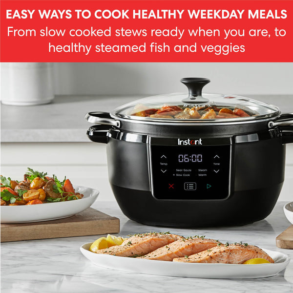 Instant Superior Slow Cooker - Digital Slow Cooker with Steamer, Saut?, Sear, Reheat and Keep Warm Functions, Removable Dishwasher Safe Pot - Up to 10