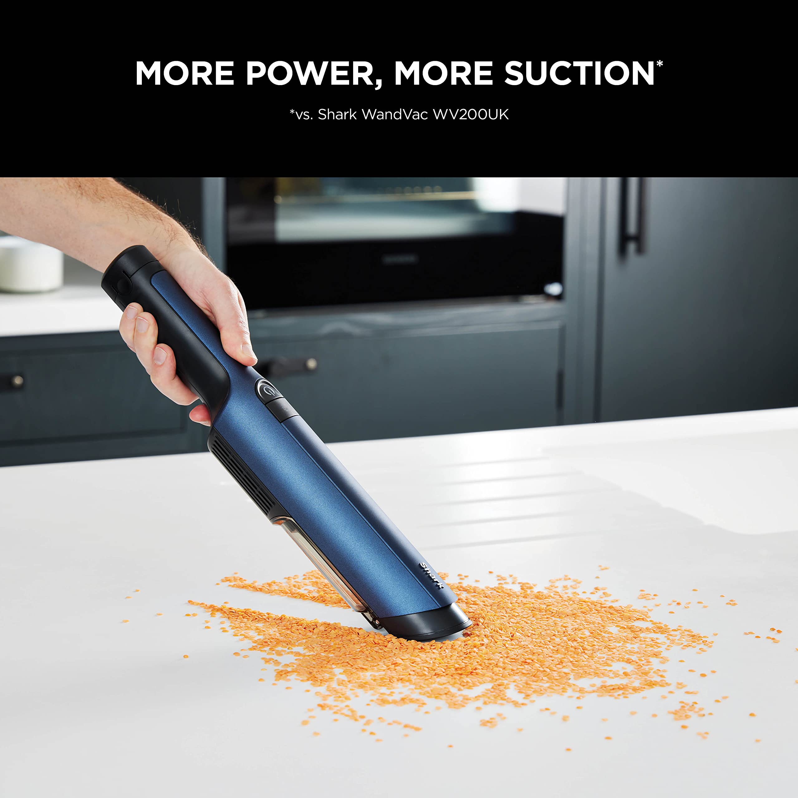 Shark WandVac 2.0 Cordless Handheld Vacuum Cleaner, Small & Lightweight, Powerful Suction Handheld Vacuum with Boost Mode, Pet and Duster/Crevice Tools, 15 Mins Run-Time, Charging Base, Blue WV270UK