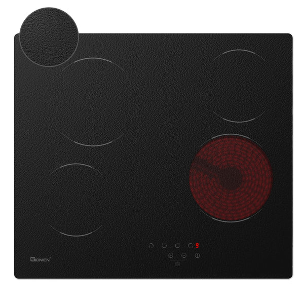 GIONIEN Ceramic Hob 60cm Electric Cooktop Burner, Built in Black Glass Cooker with 4 Cooking Zones GCE460TC