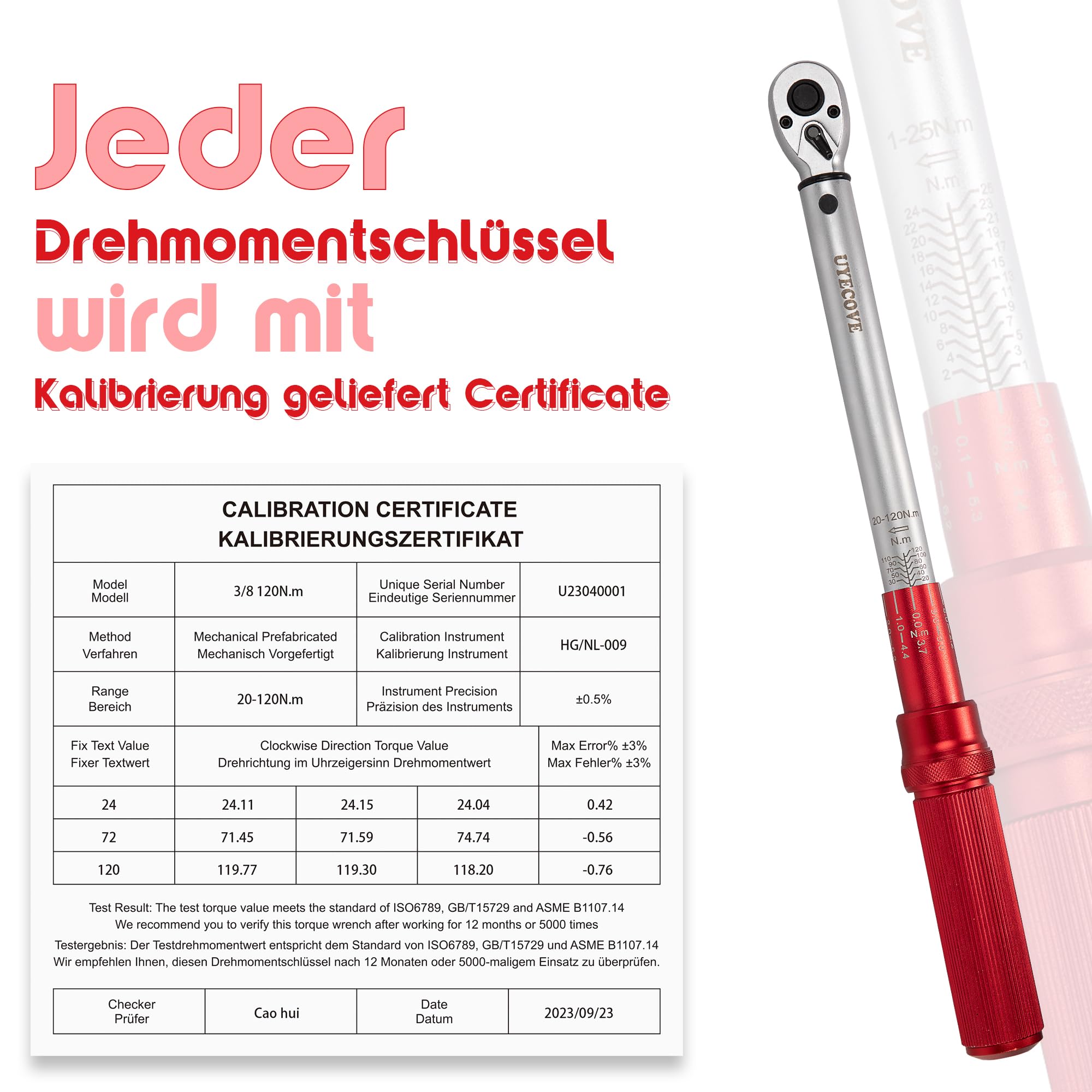 Torque Wrench Set 1/4 5-25Nm, 3/8 20-120Nm, 1/2 40-220Nm, 72 Tooth Dual-Direction Reversible Click Torque Wrenches for Bike Motorcycle, Car, Truck