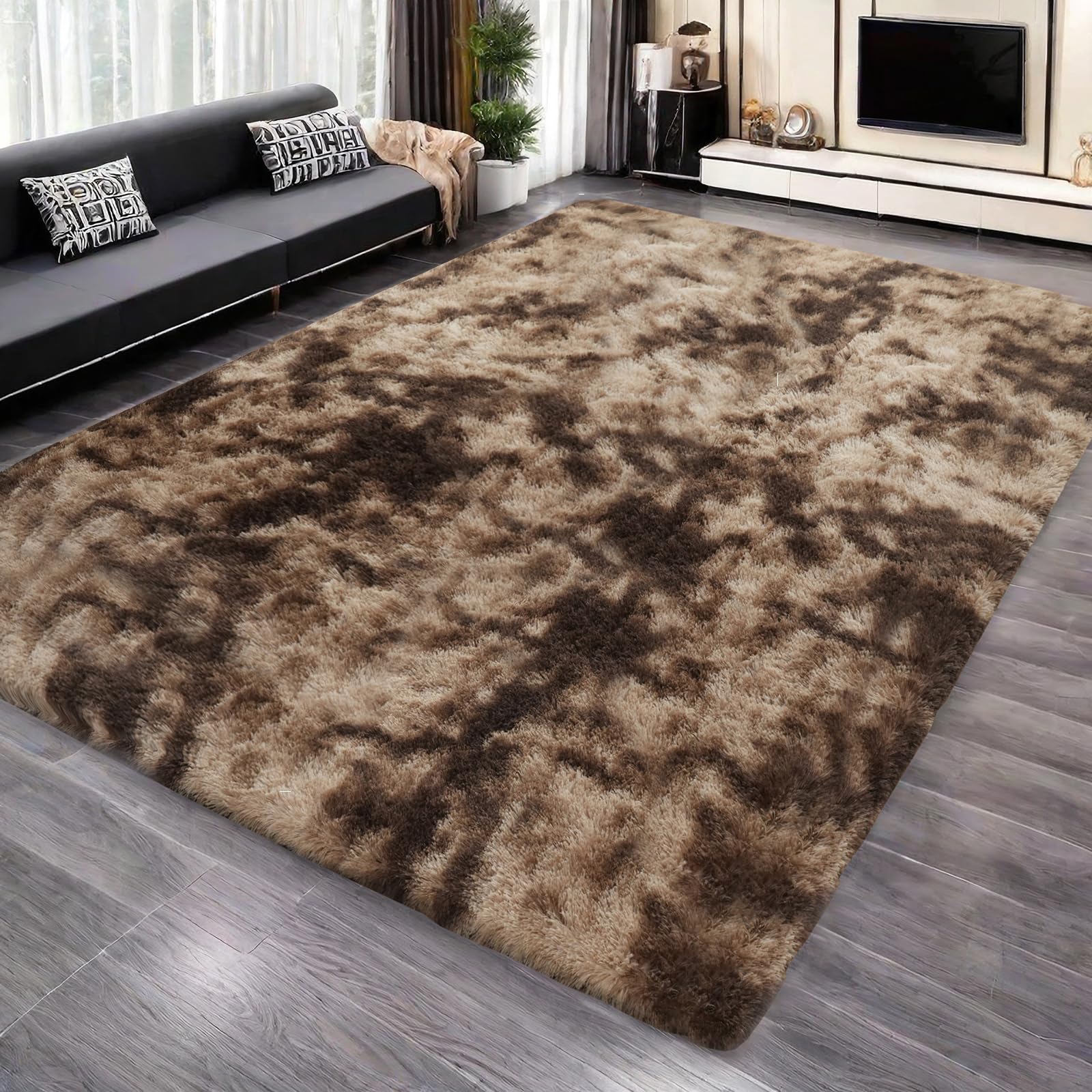 Yuanlne Rugs Living Room 240x300cm, Grey Area Rugs for Bedroom, Washable Anti Slip Extra Large Shaggy Soft Rug Fluffy Modern Floor Carpets Mat Beside