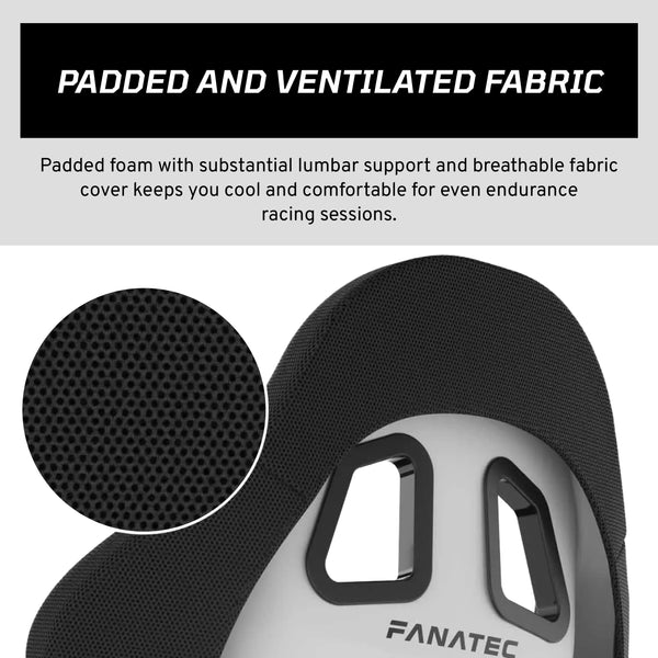 Fanatec ClubSport GT Sim Racing Cockpit Seat – Rigid and Durable, Fiber-Reinforced Shell, Padded Foam, Breathable Fabric, Lumbar Support – Black