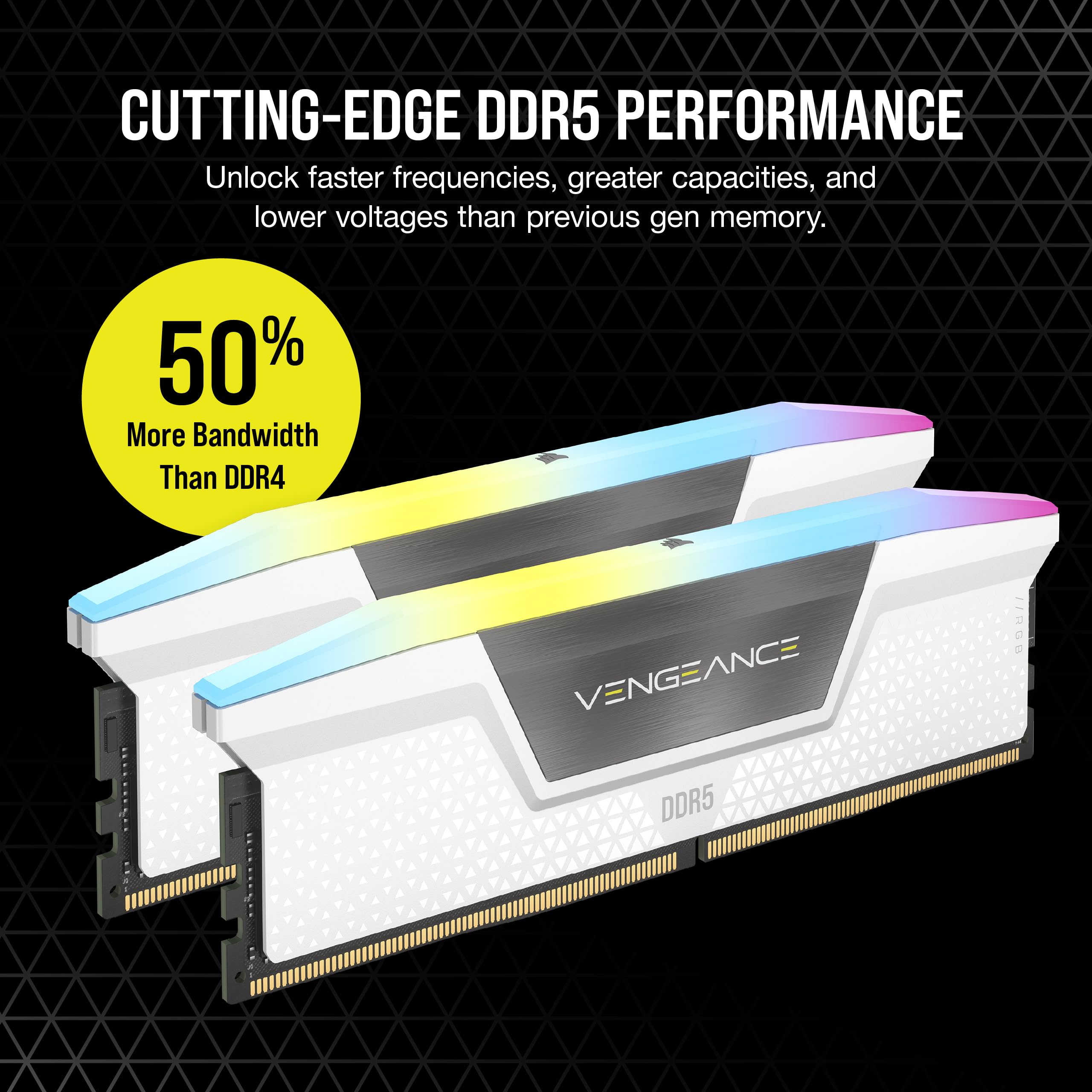 CORSAIR VENGEANCE RGB DDR5 32GB (2x16GB) DDR5 6000MHz CL30 AMD EXPO Intel XMP iCUE Compatible Computer Memory – Gray (CMH32GX5M2B6000Z30K)