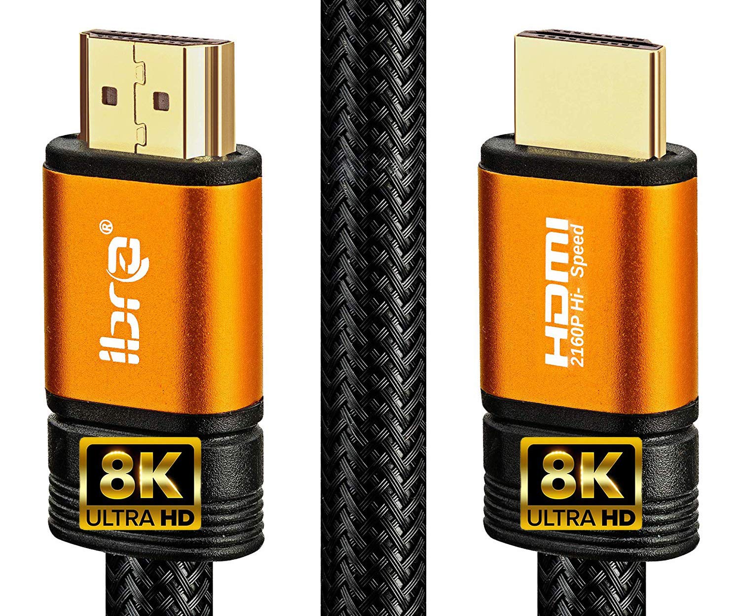 IBRA 2.1 HDMI Cable 8K, 1m Ultra HD Lead High-Speed Cord 48Gbps | Supports 8K@60HZ 4K@120HZ 4320p Compatible with Fire TV 3D Support Ethernet Function 8K UHD 3D-Xbox PlayStation PS3 PS4 PC-Orange