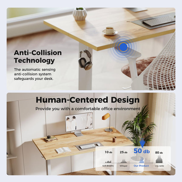 Agilestic L-Shaped Electric Standing Desk, 140cm Height Adjustable Sit-Stand Desk for Home Office, Ergonomic Computer Desk with Spliced Board, White