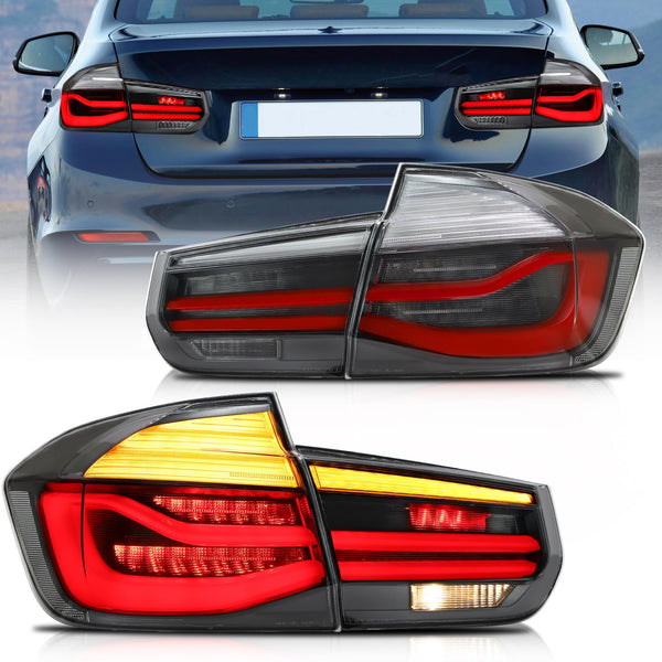 VLAND LED Rear Lights Compatible With 3-Series F30 F35 F80 M3 2013-2018 Sixth generation,Tail Lights Assembly w/Sequential Turn Indicator, 1 Set (Red)