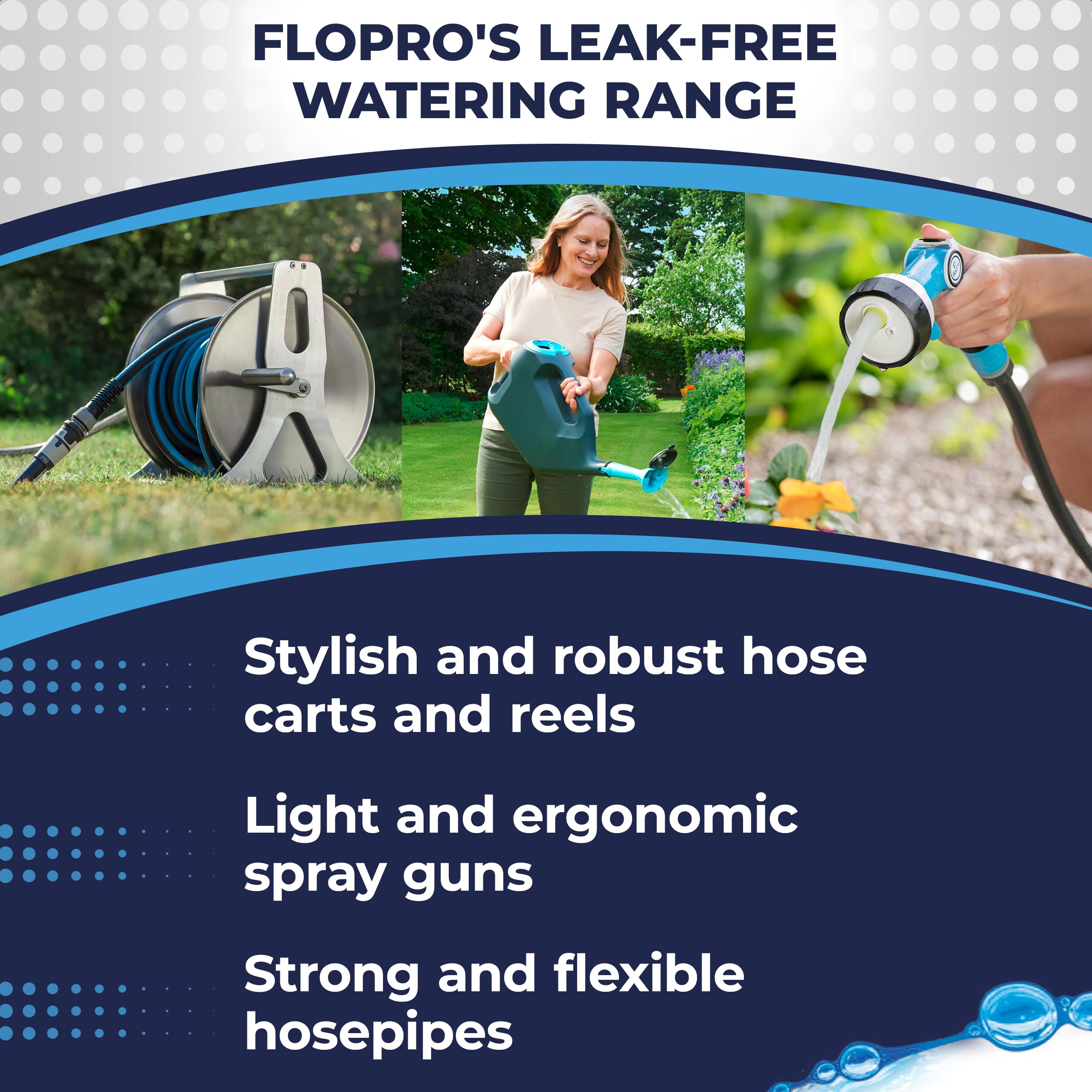 Flopro Professional Metal Hose Reel, Essential Garden Accessory for Neat Hose Storage, Wall-Mounted or Freestanding Garden Hose Reel