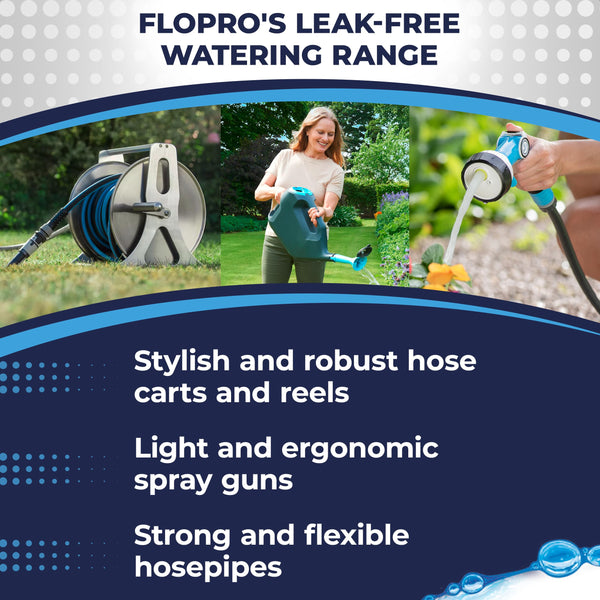 Flopro Professional Metal Hose Reel, Essential Garden Accessory for Neat Hose Storage, Wall-Mounted or Freestanding Garden Hose Reel