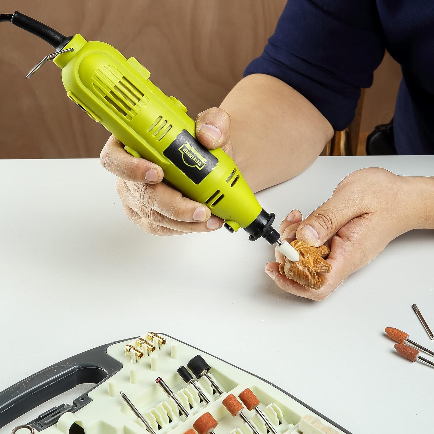 DEWINNER Rotary Multi-Tool, 135W 6 Variable Speed 8000-35000 RPM, 233 pcs Accessories Mini Tool Kit Set Case, DIY Creation for Craft Project Functional Polishing Cleaning Cutting Sanding Carving
