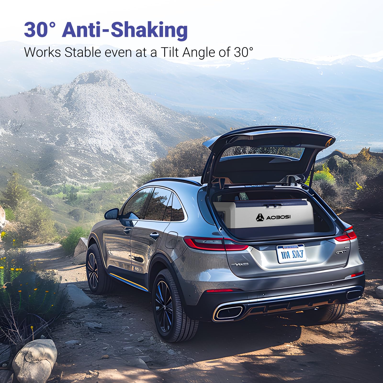 AAOBOSI Compressor Camping Fridge 95L, Car Fridge Dual Zone with 12/24V DC and 100-240V AC, -20°C to 20°C Portable Freezer for Car, Campervan, Lorry, Truck, Boat