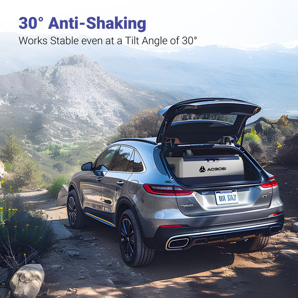 AAOBOSI Compressor Camping Fridge 95L, Car Fridge Dual Zone with 12/24V DC and 100-240V AC, -20°C to 20°C Portable Freezer for Car, Campervan, Lorry, Truck, Boat