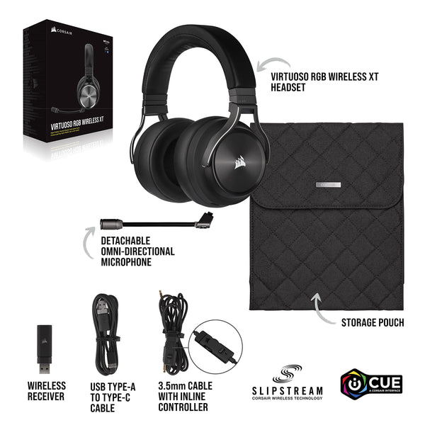 CORSAIR VIRTUOSO RGB WIRELESS XT Multiplatform Gaming Headset With Bluetooth – Dolby Atmos – Omni-Directional Microphone – iCUE Compatible – PC, Mac, PS5, PS4, Nintendo Switch, Mobile – Black