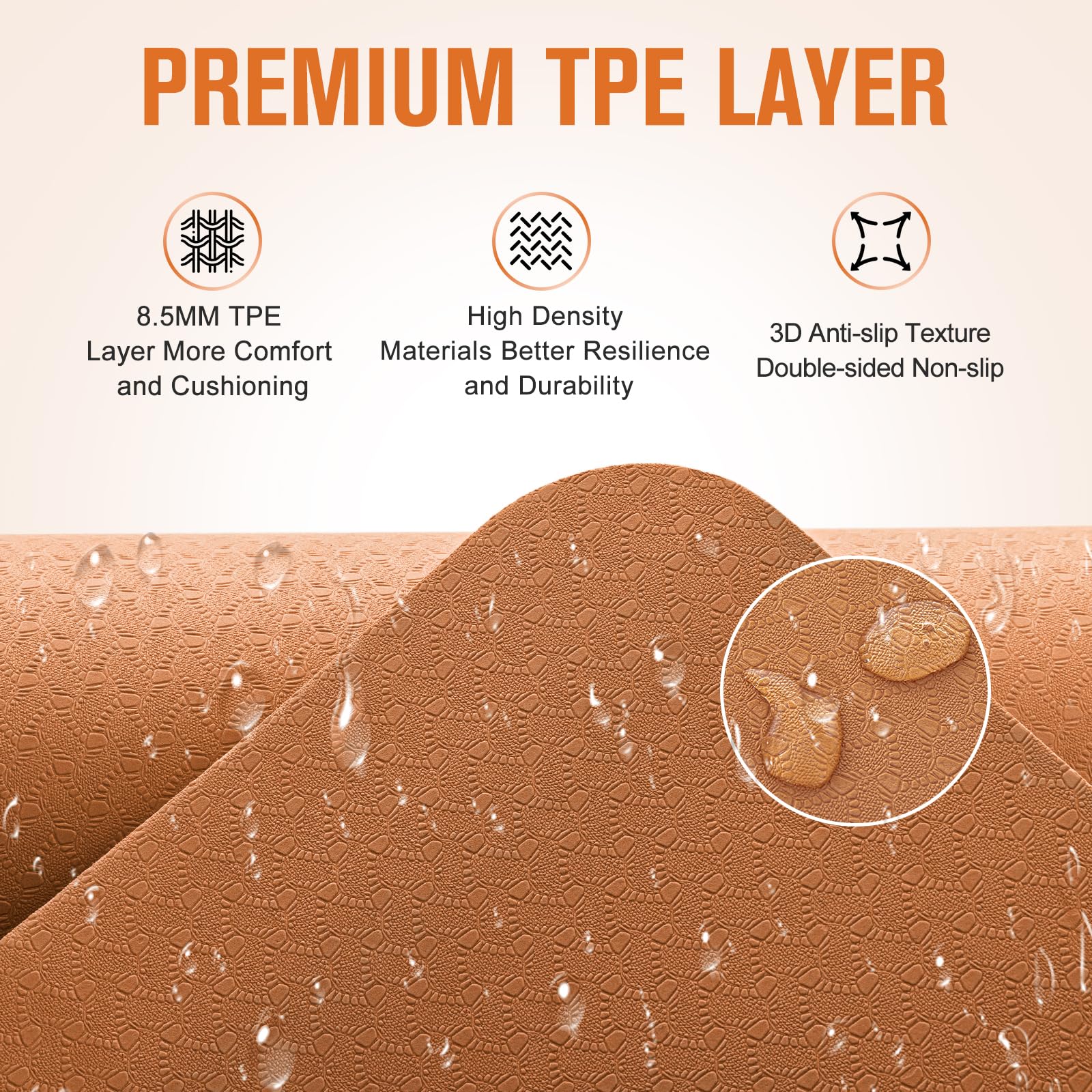 Marjar Extra Thick Yoga Mat, 2/5 Inch (10MM), Rubber and TPE Non Slip Yoga Mats with Strap for Women Men, Exercise Mat for Yoga, Pilates and Home