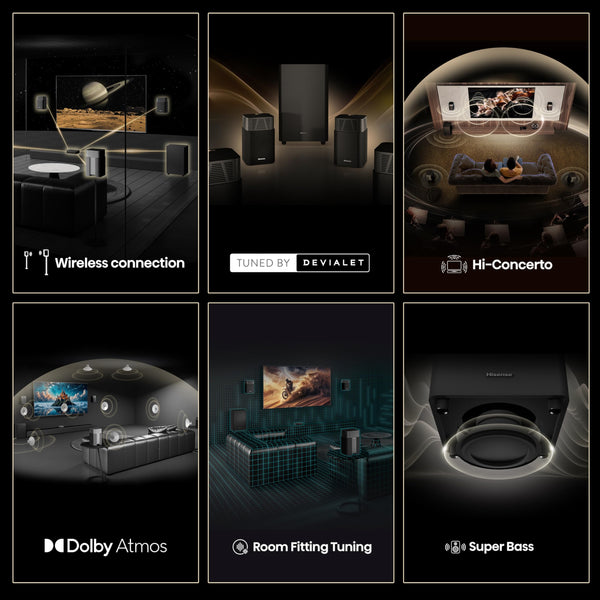 Hisense AX5125H 5.1.2 Channel 500W Dolby Atmos Soundbar with Wireless Subwoofer& Up Firing Speakers& Turly Wireless Rear Speakers