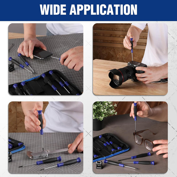 WORKPRO Precision Screwdriver Set 10-Piece, Cr-V Steel Small Screwdrivers Set, with Phillips, Slotted and Torx Tip, Organized in Zip Case, Ideal for Watch, Laptop