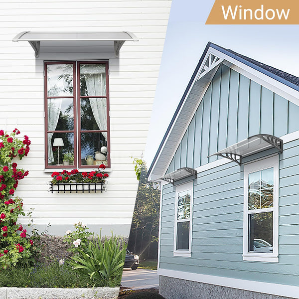 Outopee Door Canopy Awning, 120 x 80 cm Window Garden Front Door Canopy for Outdoor Shelter, Window Porch Shade, Patio Roof Cover, Black