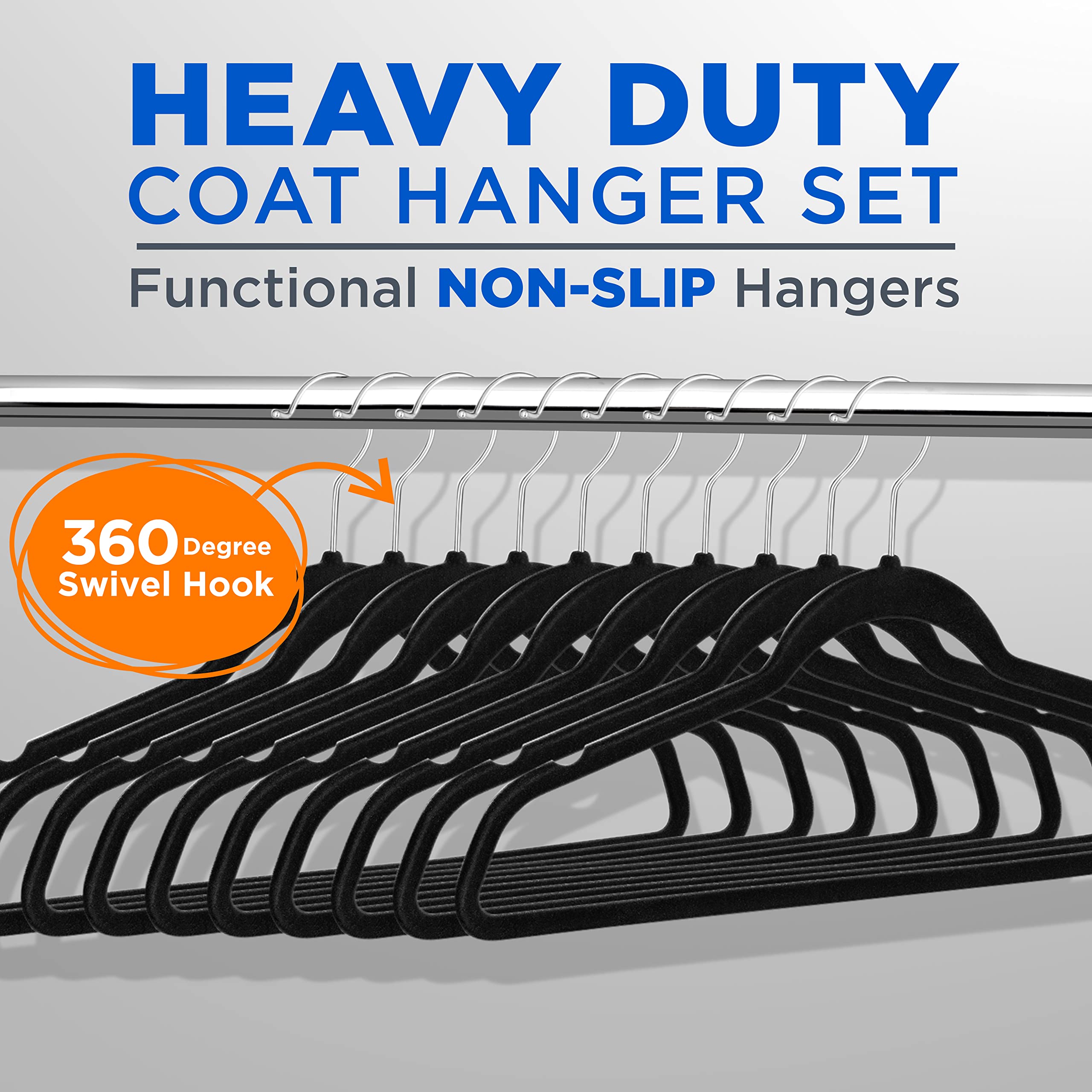 SereneLife Velvet Hangers, Heavy Duty Coat Hangers for Clothes, Non-Slip & Space-Saving, with 360 Swivel Hook, Ultra-Thin, Strong & Stylish, 100