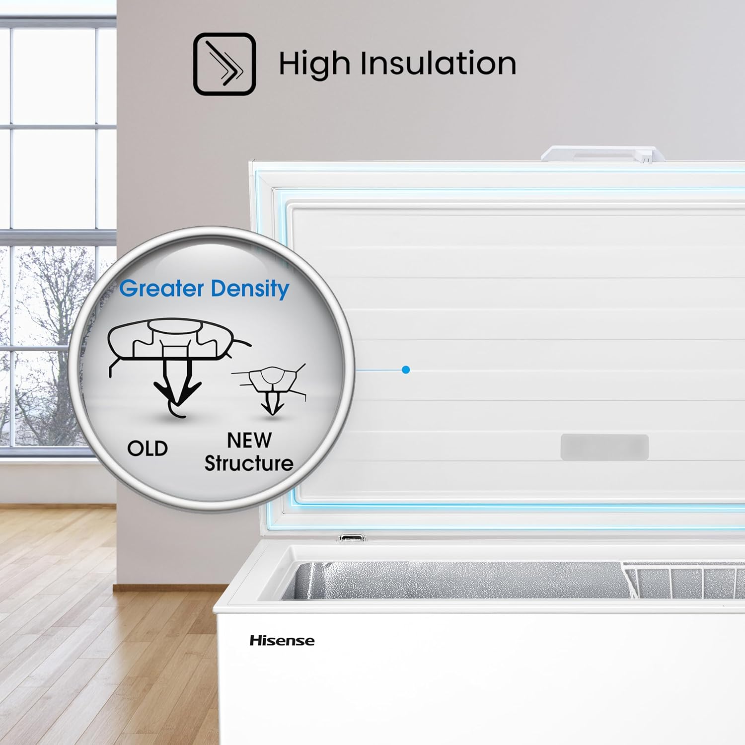 Hisense FC386D4AWLE 297Litres Freestanding Chest Freezer, 4 Star Freezer Rating, E Rated in White