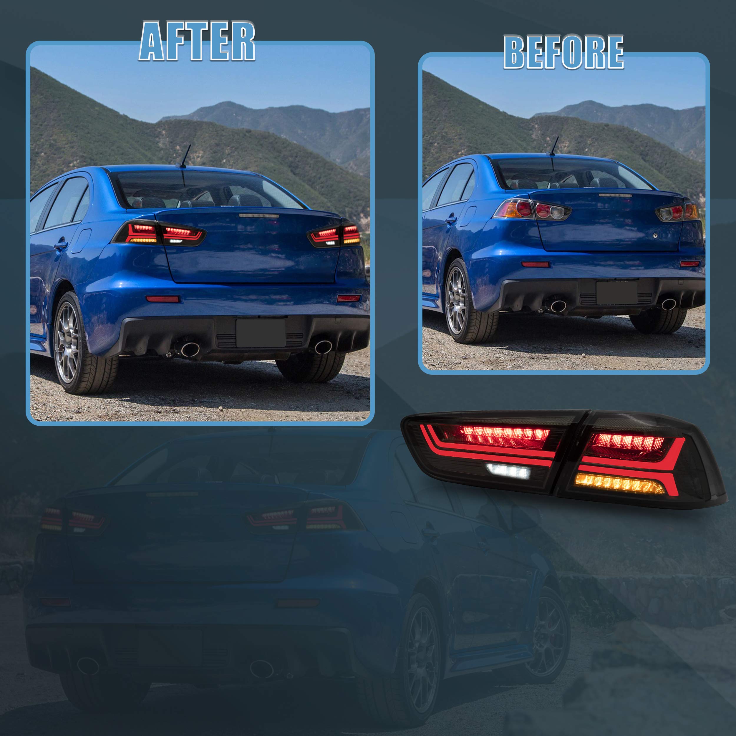 VLAND LED Headlights Compatible with Mitsubishi Lancer& EVO X 2008-2020 Front light with Sequential, Projector Headlamp