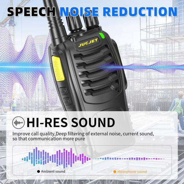 JUCJET Walkie Talkies 2023 Upgraded 88E Walkie Talkie Long Range for Adults with Earpieces, 16 Channel Handheld 2 Way Radio Rechargeable with Flashlight Li-ion Battery and Charger(4 Pack)