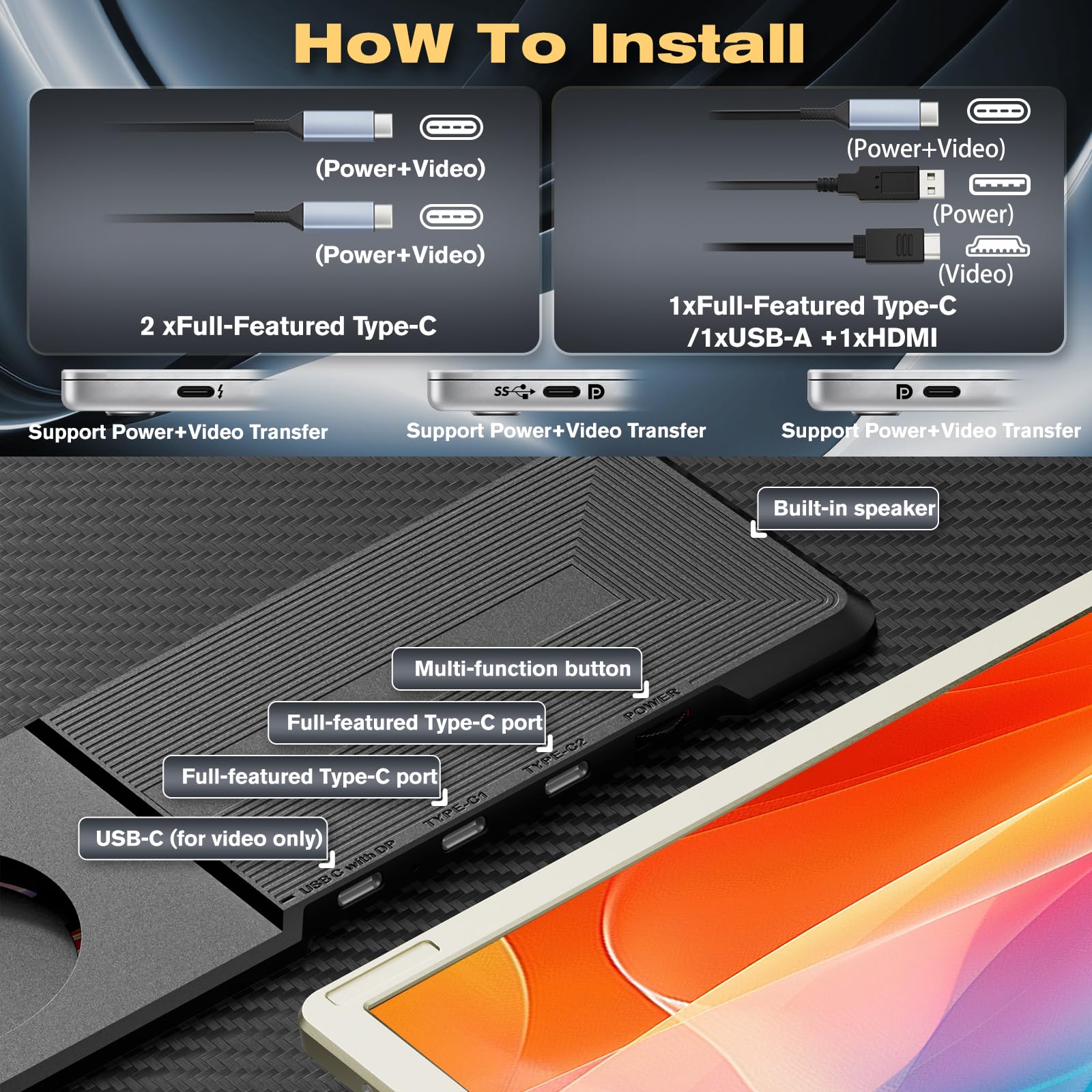 Teamgee 15.6” Laptop Screen Extender, 1080P FHD IPS Portable Monitor Compatible with 13”-17”Laptops, Slim Bezel-less Screen Extender with Detachable, Plug-Play for Mac, Windows, Android & Chrome