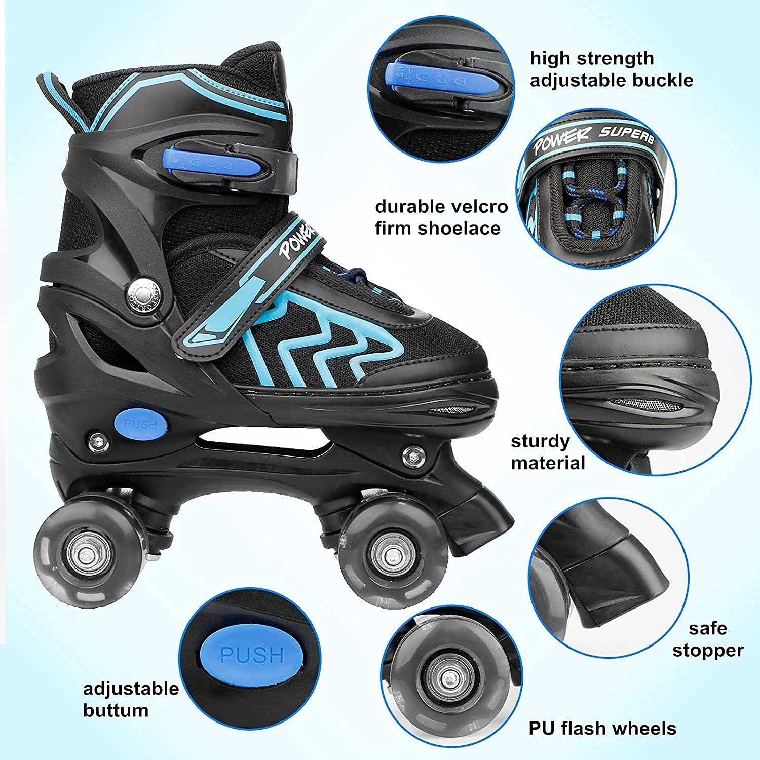 Adjustable Kids Roller Skates with Light Up Wheels, Fun Illuminating for Boys & Girls, Rollerskates for Kids Beginners, Suitable for Indoor & Outdoor