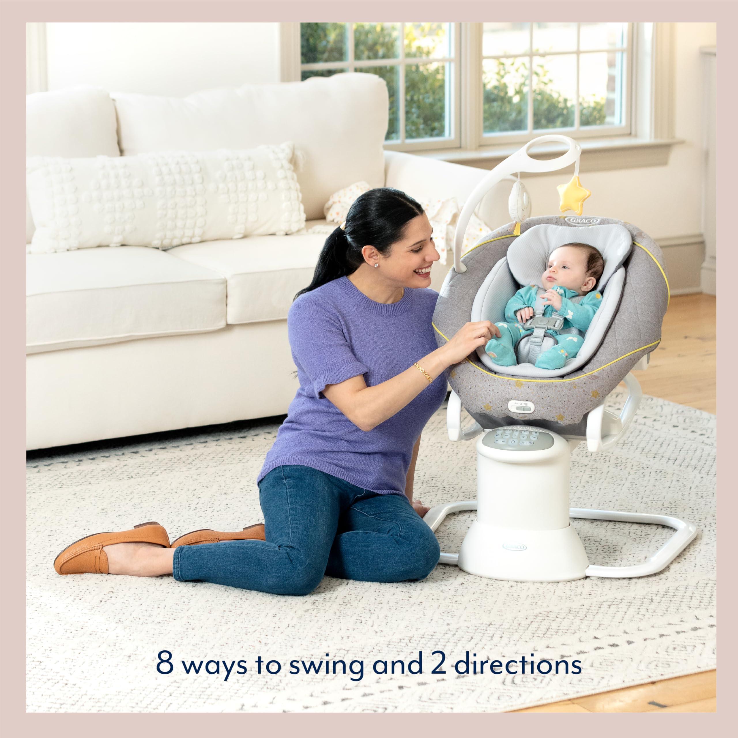 Graco All Ways Soother 2-in-1 Baby Swing and Portable Rocker (Birth to 6 Months Approx, 0-9kg), with Vibration and Adjustable Swing Speed, Stargazer