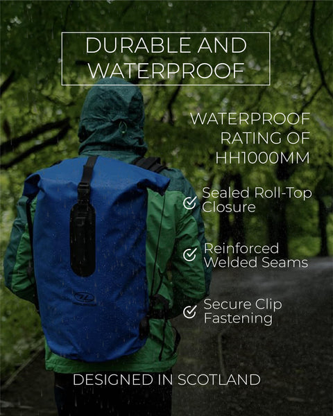 Highlander Waterproof Dry Bag 70L - Duffle Roll Top Backpack - Removable Backpack Adjustable Style Straps - Ideal for Canoeing, Fishing, Rafting,