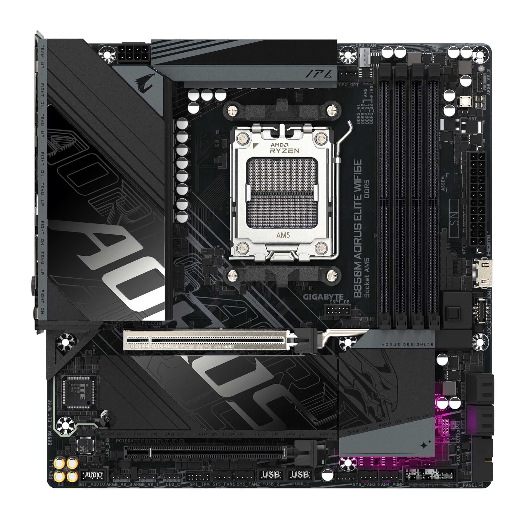 GIGABYTE B850 AORUS ELITE WIFI7 Motherboard - AMD Ryzen 9000 Series CPUs, 14+2+2 Phases Digital VRM, up to 8200MHz DDR5 (OC), 1xPCIe 5.0 + 2xPCIe 4.0 M.2, 2.5 LAN, WIFI 7, USB 3.2 Gen 2x2