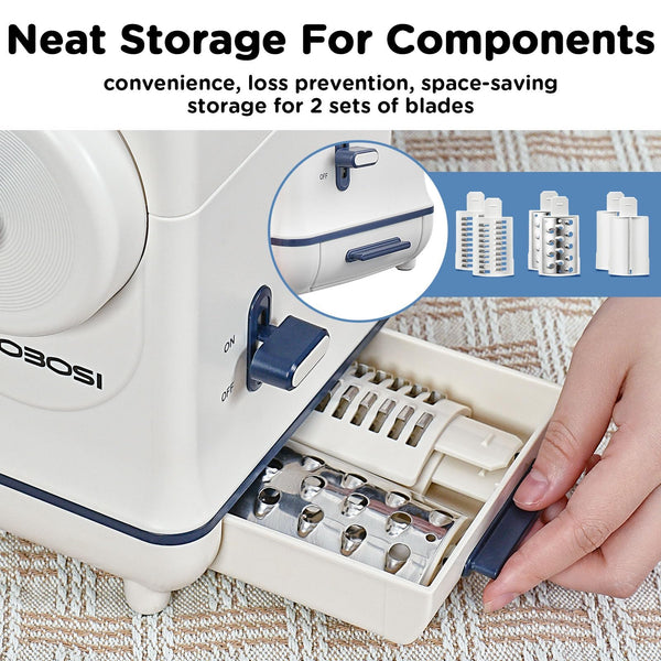 AOBOSI Electric Cheese Grater, Electric Graters for Kitchen with Large Chute for Whole Carrot Cheese Potato Slicer, 3 in 1 Vegetable Slicer with 3