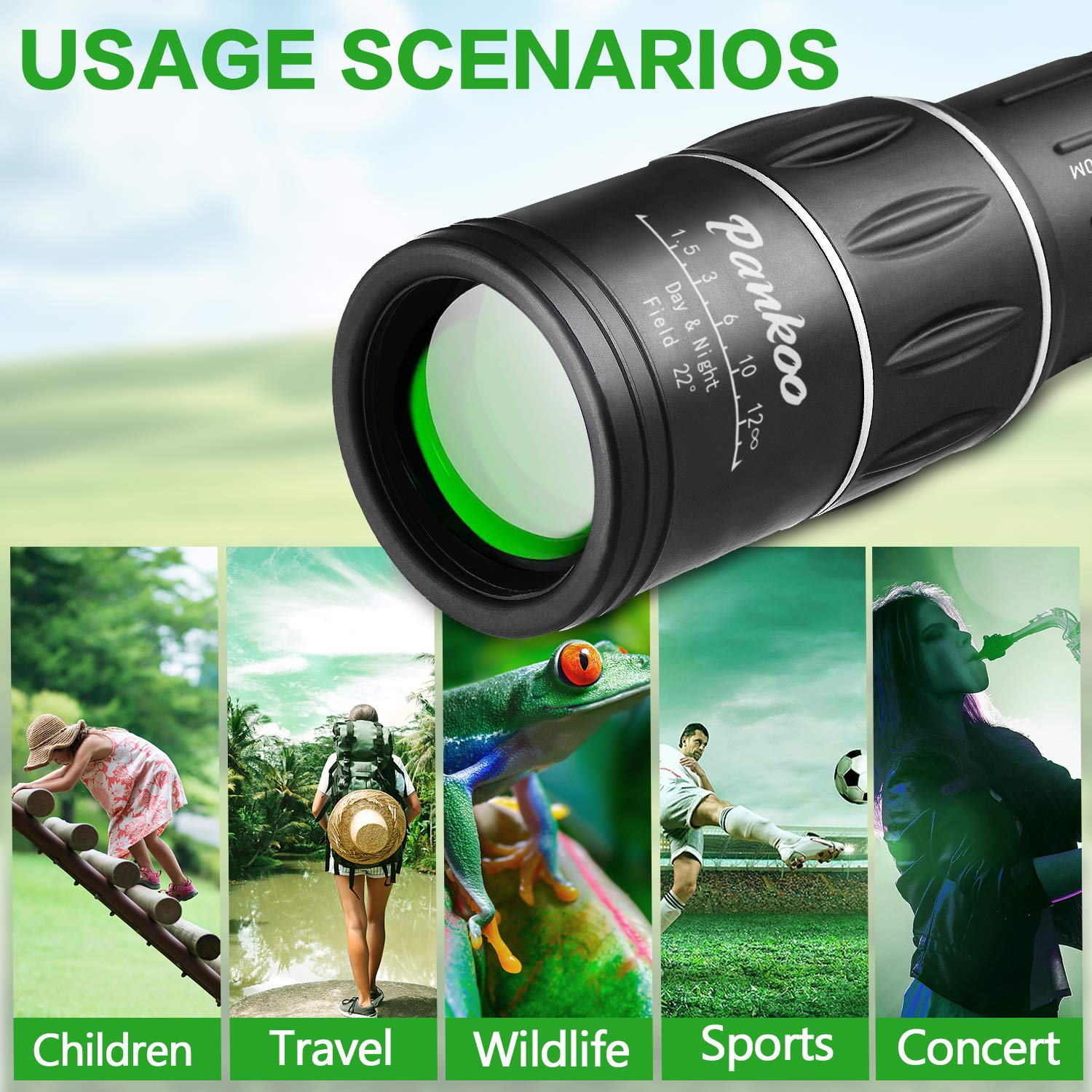 16X52 HD Monocular Telescope, 2023 High Power Compact Monoculars for Adults Kids, HD Monocular Scope for Bird Watching Hiking Concert Travelling