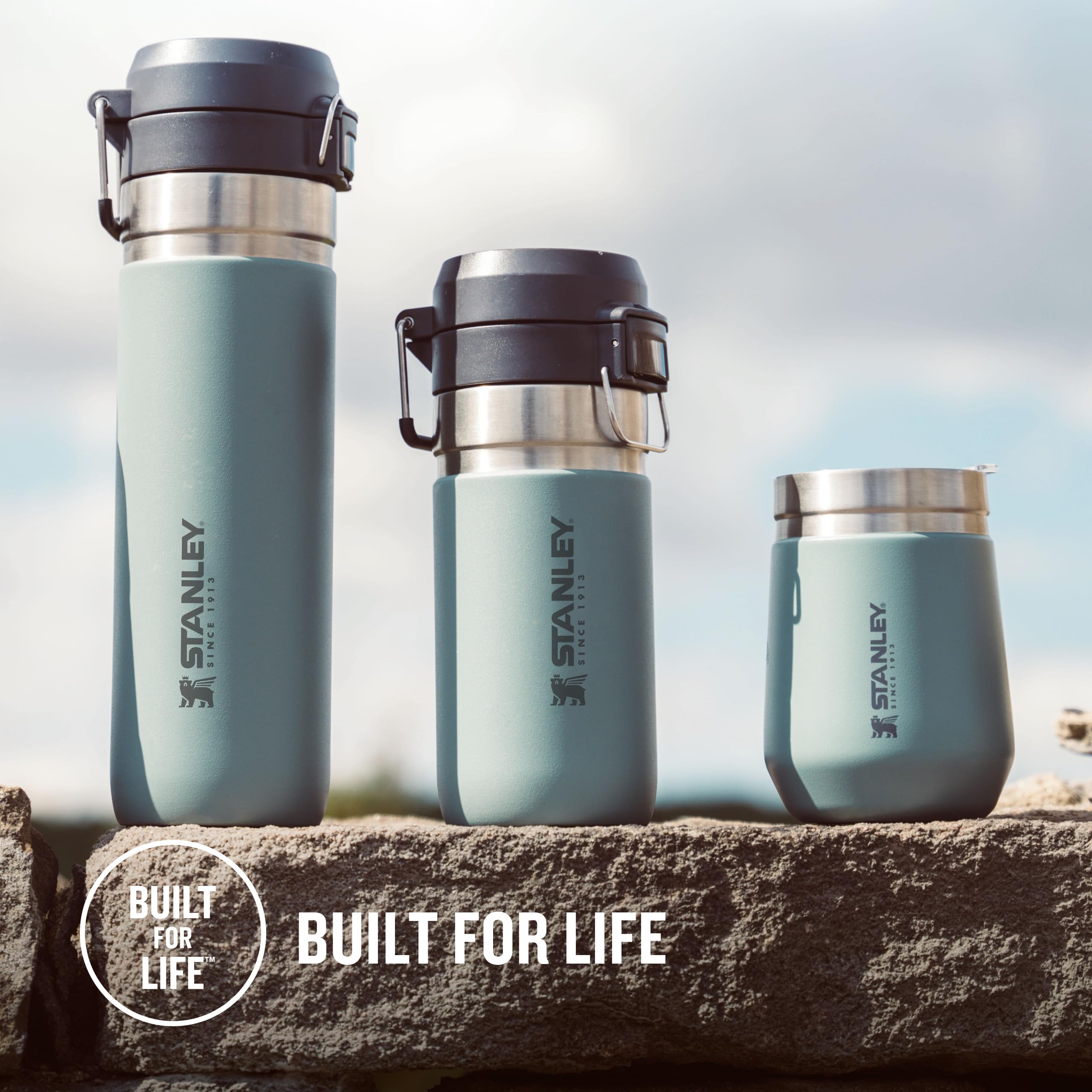 STANLEY Quick Flip Stainless Steel Water Bottle 0.47L - Keeps Cold For 7 Hours - Leakproof - BPA-Free Thermal Flask - Dishwasher Safe - Cup Holder Compatible