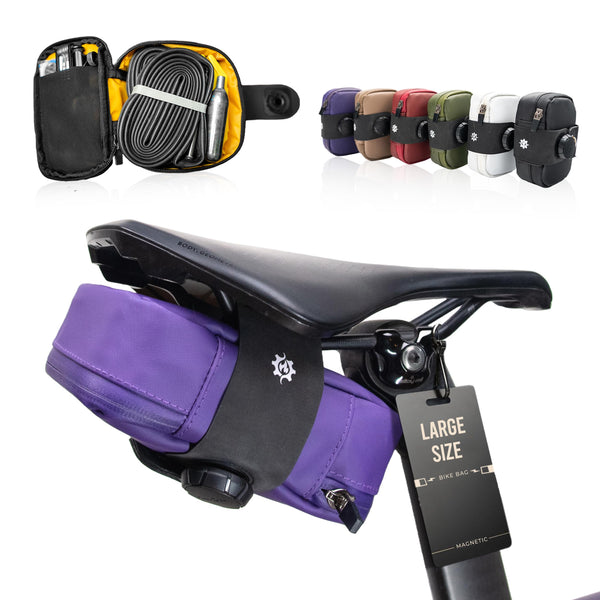 Lumiere & Co. Falcon Magnetic Bike Saddle Bag – 0.69L | 6" x 3.5" x 2" | Sleek Minimalist Brick Design, Fast Magnetic Buckle Attachment | Road Cycling–Specific Bike Seat Bag (Black, Large)