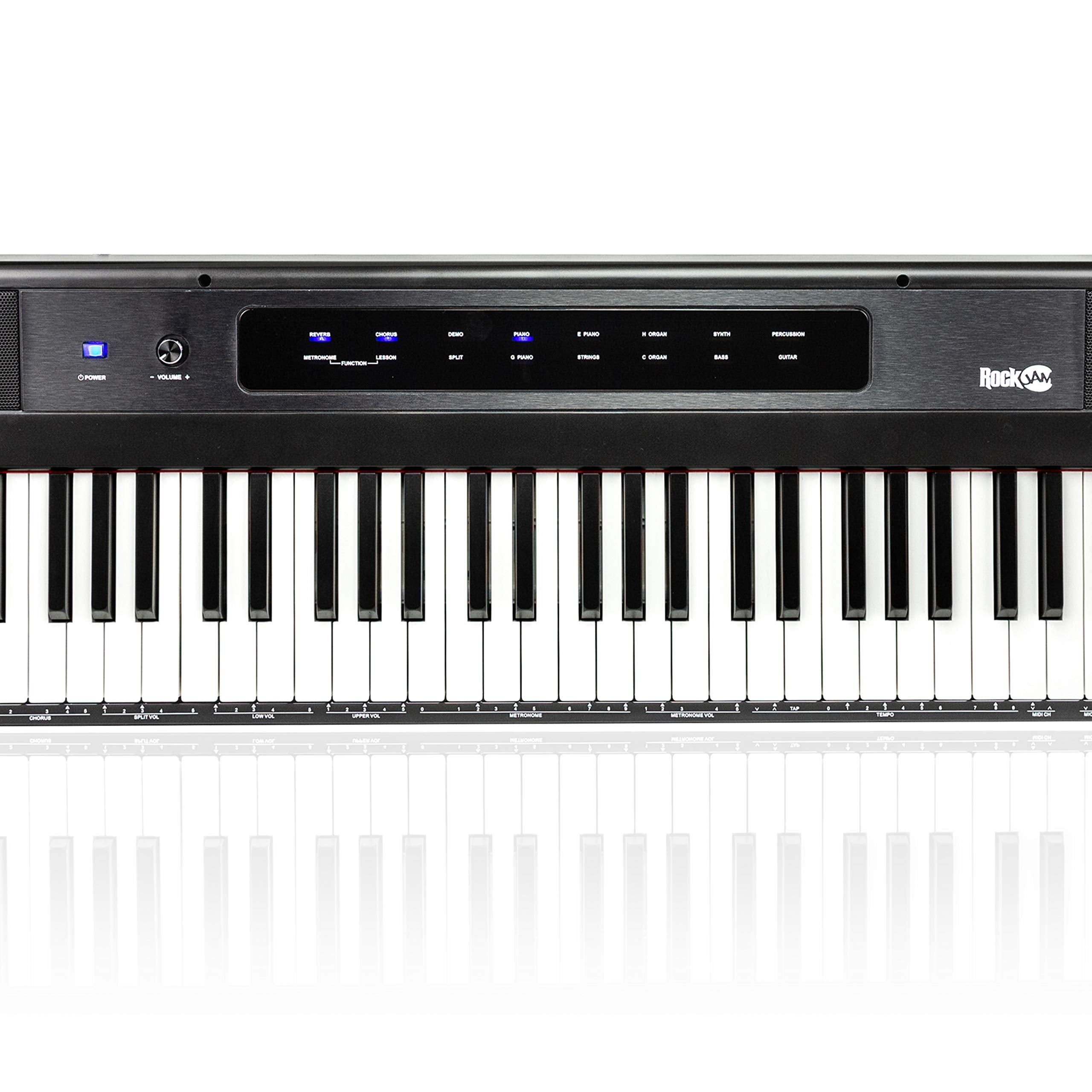 RockJam 88 Key Digital Piano with Full Size Semi-Weighted Keys, Power Supply, Sheet Music Stand, Piano Note Stickers & Simply Piano Lessons